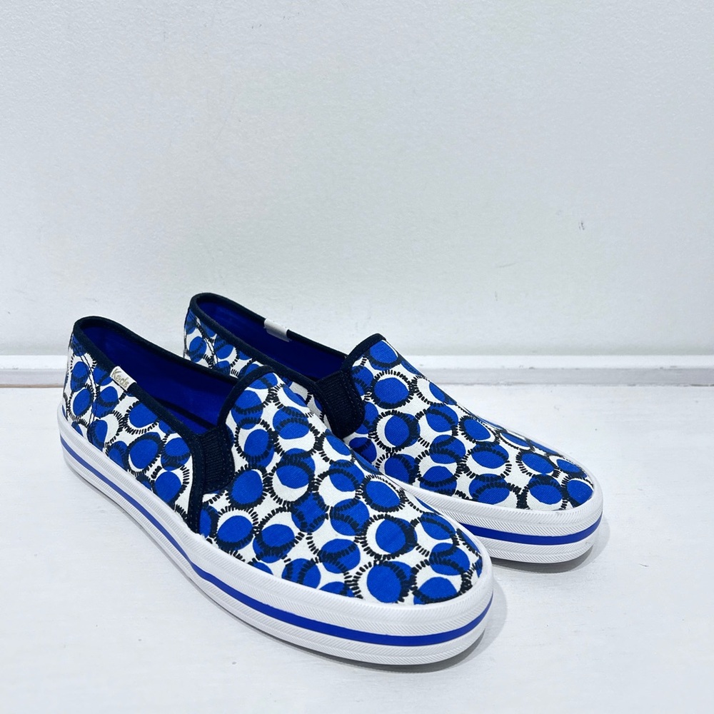 Keds‎ x Kate Spade New York Slip-on Sneaker Blue and White Circle Print Size 8 - Picture 3 of 12